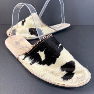❤️ Vintage Handmade Mexican Cow Print Woman Slippers 8
